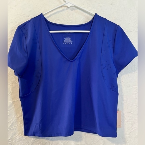 Sincerely‎ Jules Crop NWT athletic top brilliant blue short sleeve - Picture 1 of 6